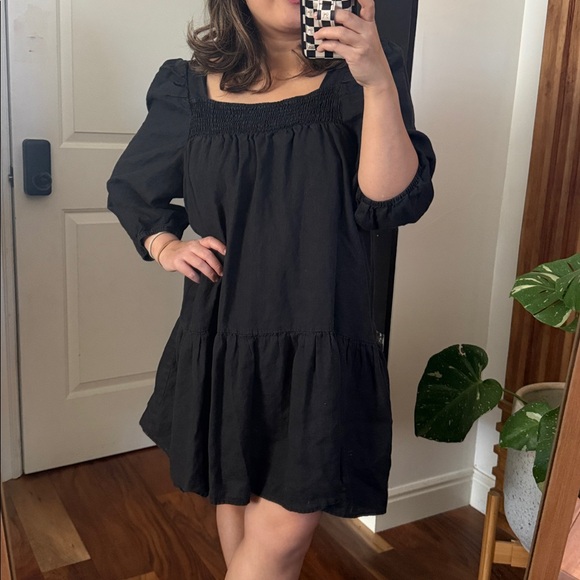 DISSH 100% Linen Smocked Square Neck Knee length Dress. Size 16 - Picture 10 of 10